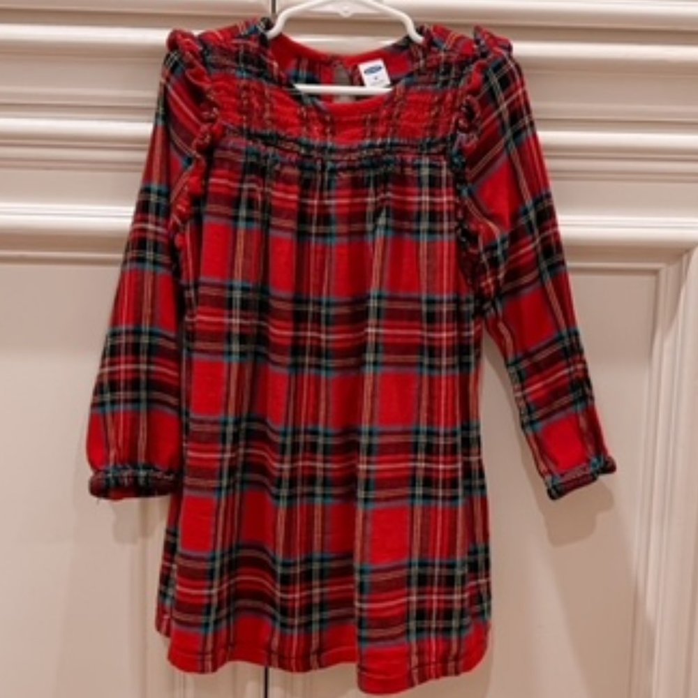 Old Navy girls red plaid dress, size 5T